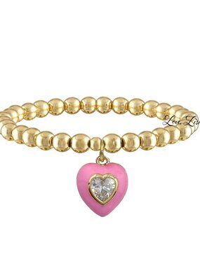 Pink Stone Heart Bracelet